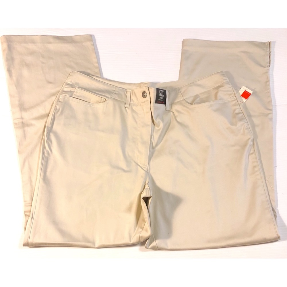 NWT Avenue City Stretch Sateen Pants, Tan, 16
